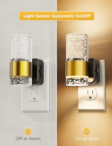 Luz Nocturna Led Enchufable, Brillo Ajustable, Sensor Luz, D