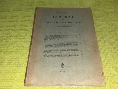 Revista De Investigaciones Agrícolas / Tomo Xv / N° 1 / 1961