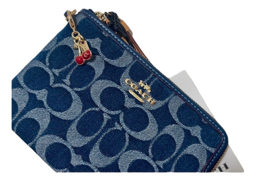 Muñequera Wristlet Coach Monogram Signature Y Color Denim