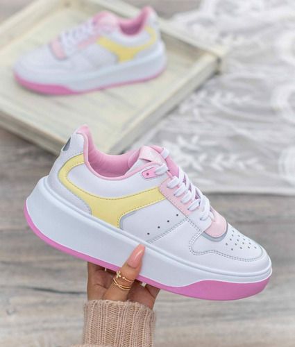 Tenis Lindo De Dama Perfecto Regalo A Tu Chica Rosa Y Blanco