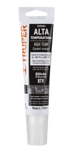 Silicona Sellador Para Alta Temperatura Negro Truper  85 Gr