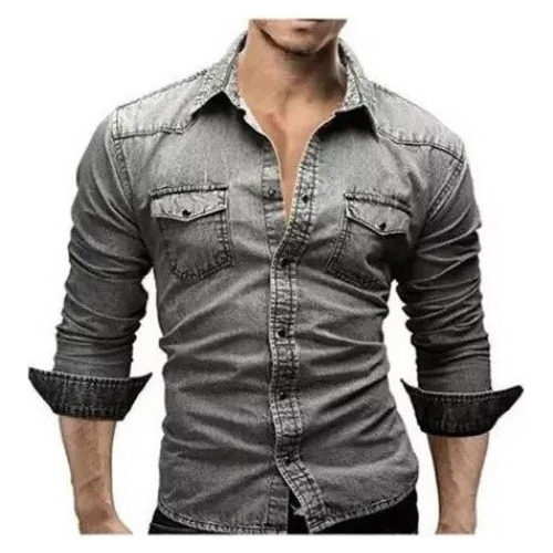 . Camisa Vaquera De Manga Larga Con Ropa Informal De Talla