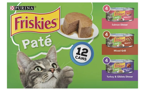 Purina Friskies Wet Cat Food Pate Variety Pack 12 Latas