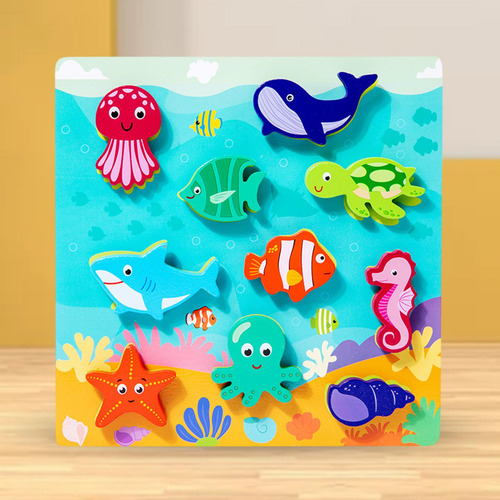 Peg Puzzle Juguete Montessori De Madera Rompecabezas Mar