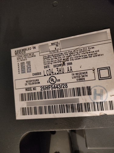 Pantalla Philips Modeló 26hf5443/28 Dejo De Prender Pregunta (Usado)