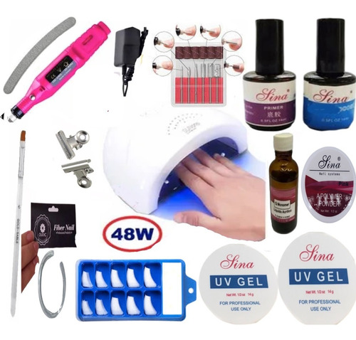 Kit Unhas Acrigel Gel Sina Fibra Completo Presilha 342
