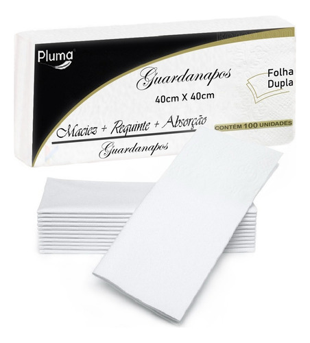 Guardanapo 40x40 Papel Folha Dupla Extra Luxo P/ Mesa C/ 100