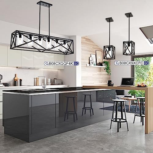Lmpara Colgante Granja Negra Vidrio Transparente Cocina, Pas
