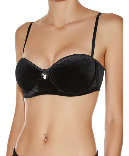 Corpiño Soft Strapless Terciopelo Y Tul Velvet Playboy 23178