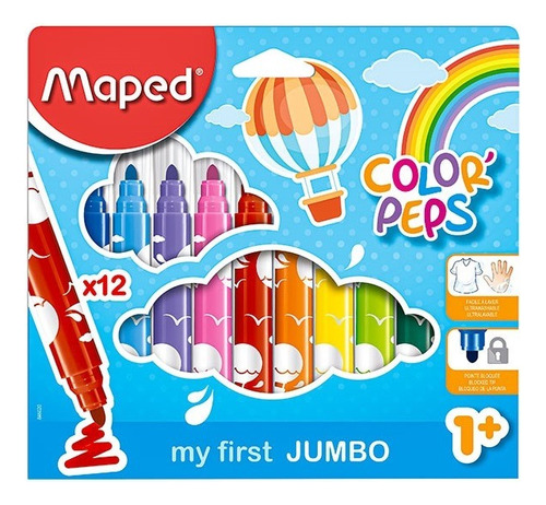 Marcador Maped Caja Color Peps Maxi Jumbo - X 12