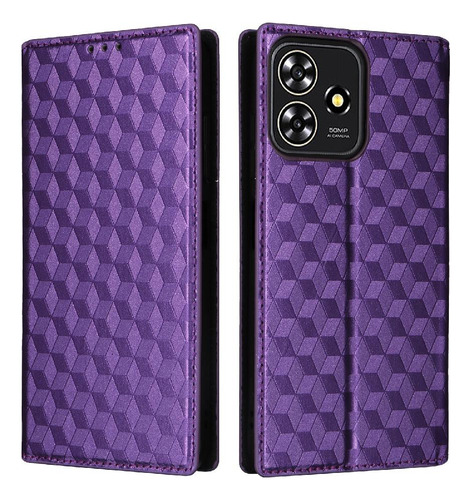 Funda Para Zte Axon 50 Lite Pu Cuero Cierre Magnético 3d