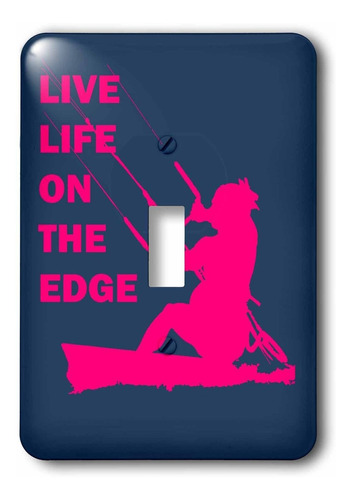 Live Life On The Edge Rosa Kitesurfista Inclinando Tabla