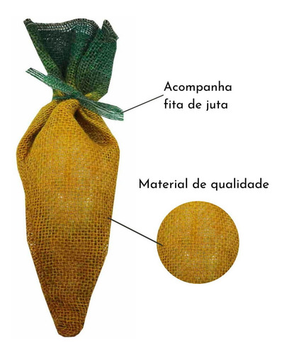 Saquinho Para Lembrancinha De Páscoa - Juta Cenoura Rústico
