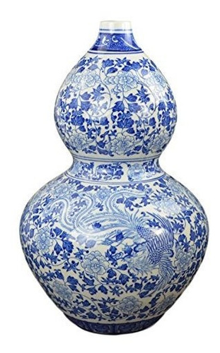 16  Classic Azul Y Blanco Porcelana Gourd-shaped Jarrón, Chi