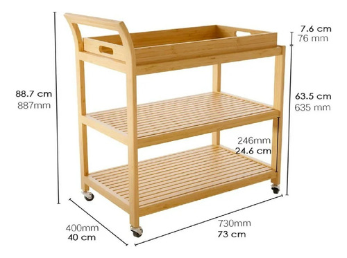 Carrito Member's Mark 3 Niveles Bamboo