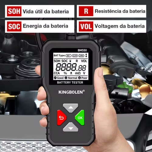 Teste E Analisador De Bateria Automotiva Carro Moto Caminhão