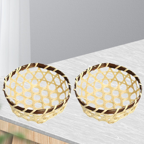 5 X 2x Cesta Para Servir De Bambú, Cestas Tejidas 9cm
