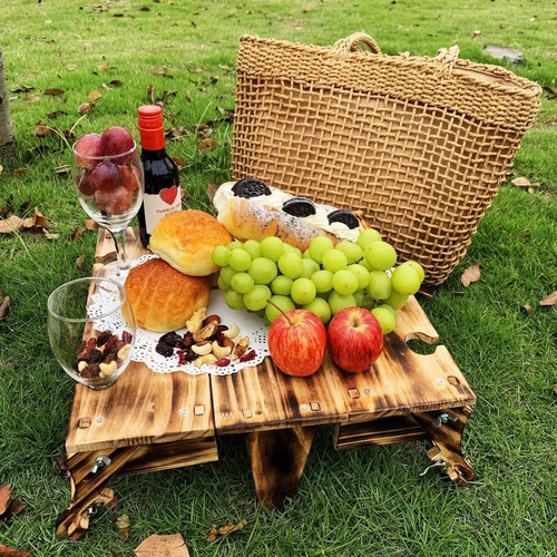 Mesa Plegable 2 En 1 Vesly, Cesta De Picnic Fácil De Instala