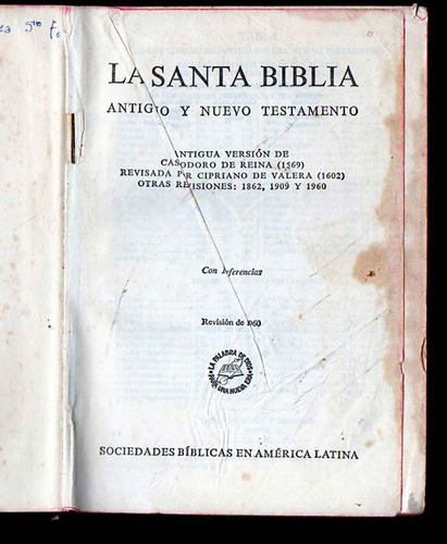 La Santa Biblia - Reina Valera - Tapa Dura - Usada Antigua 