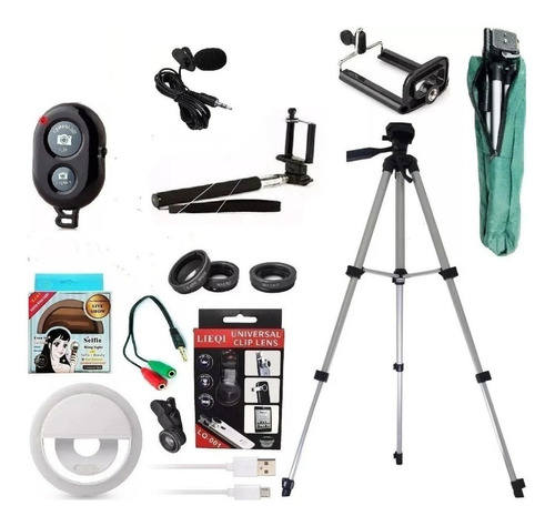 Tripe 1,20  Anel Luz Ring Light + Kit Youtuber Para Celular