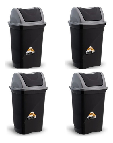 Kit 4 Lixeira Basculante 15l Banheiro Quarto E Cozinha