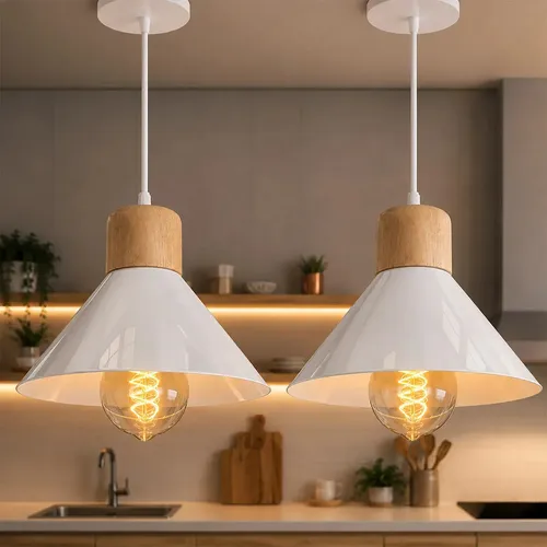 Kit 2 Lustre Luminária Pendente De Teto Moderna Sala Cozinha Quarto Bancada Balcão Bivolt Branca 127/220v Branco