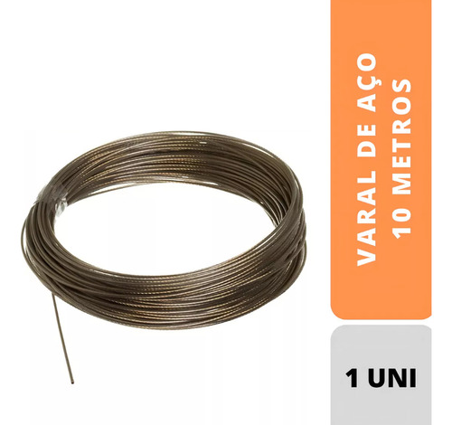 Cabo De Aço Para Varal 10m Revestido Em Pvc Resistente