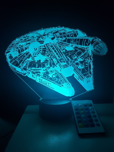 Imagen 6 de 8 de Lampara Led 3d Con Control Halcón Milenario Horizontal