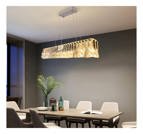 Pendente Para Mesa De Jantar De Cristal Retangular Montado Estrutura Branco