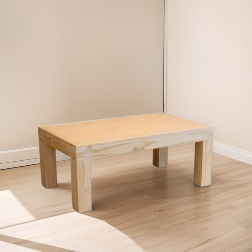 Mesa Ratona Asia 1,00x70 De Pino Macizo Patas 4 X 4 Fabrica Marrón Claro