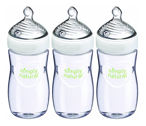 Nuk Simply Natural 3 Biberones 9oz 270ml Sistema Anticolico Color Transparente Natural Bottle