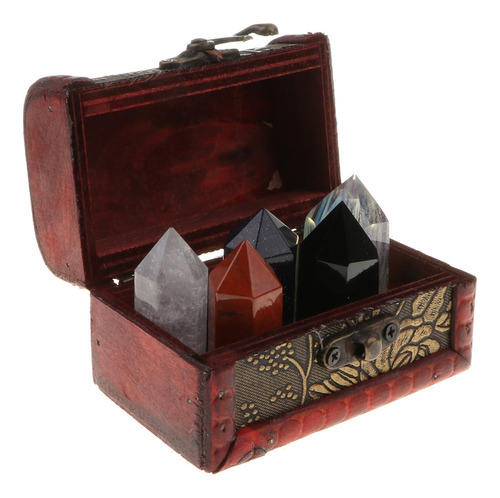 Caja De 5 Piezas De Cristal, Obsidiana, Cuarzo, Amatista