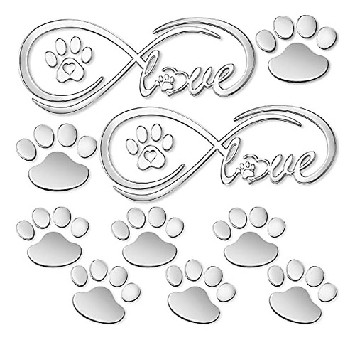 6 Pcs Dog Decals For Cars Paw Print Window Decals 3d He...