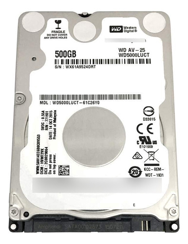 Western Digital Wdluct Av 500gb Rpm 16mb Caché (0.276 In) . Color Verde Oscuro