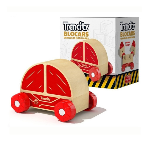 Imagen 1 de 10 de Trencity Blocars Auto Rojo Modular Madera Individual