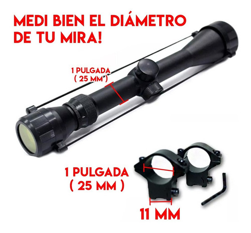 Imagen 4 de 10 de Anclajes Bipieza Aluminio Para Mira Telescopica Montaje 11mm