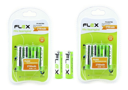 10 Pilhas Pequena Recarregável Flex Aa 2700mah Pilha Pequena