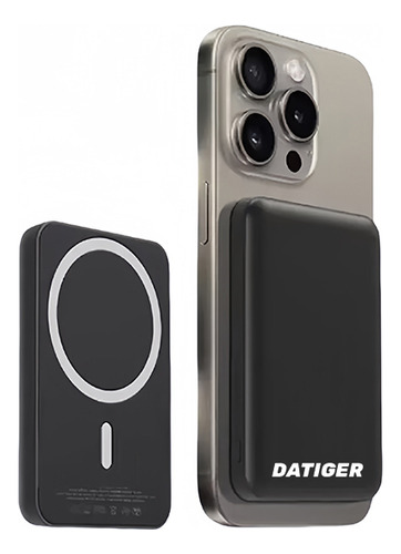 Datiger Mini Powerbank Batería Carga Inalambrica Compatible iPhone Magsafe 5000 Mah Color Negro