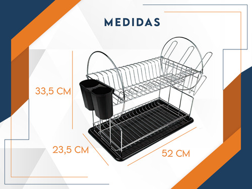 Imagen 4 de 11 de Secaplatos Escurridor Para Platos Con Cubiertero Cromado