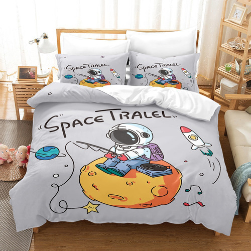B Juego De Cama De Astronauta De Viaje Espacial, Doble