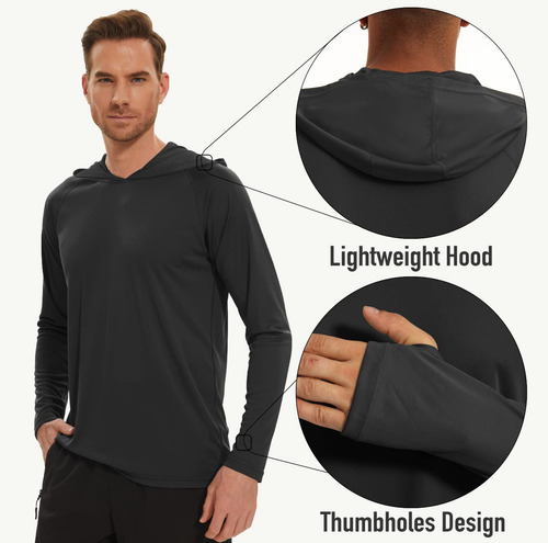 Magcomsen - Playera Deportiva Con Capucha Para Hombre, Upf 5