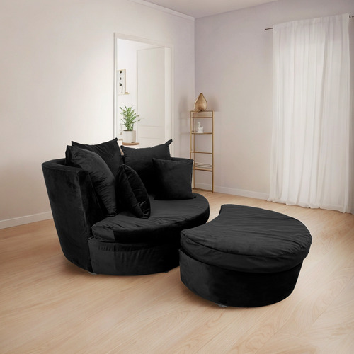 Sillón Moderno Minimalista Para Salas Recamara Hogar . Negro Liso