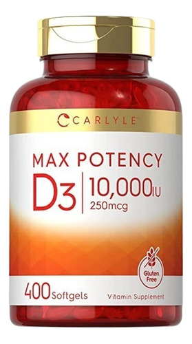 Vitamina D3 10,000iu Carlyle 400 Softgels Sabor Sin Sabor