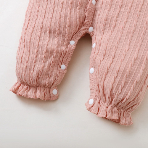 Mameluco De Punto Tierno Para Bebé 6-18m Con Volante Y Moños Rosa 9-12 M Rayas