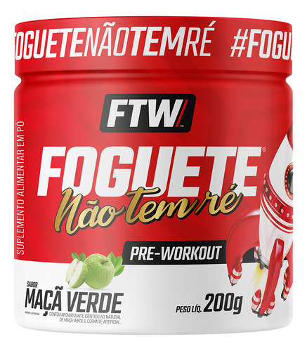 Pré Treino Foguete não tem ré Pote 200g Sabor Maça Verde - FTW