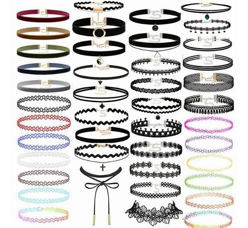 43pz Gargantilla De Collares Accesorios, Encaje Negro Choker