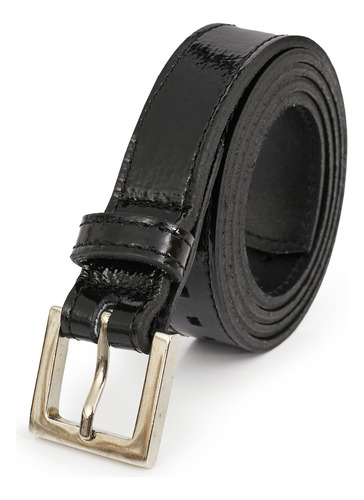 Cinturon Mujer Cuero Cinto Vestir Reforzado Briganti Lissi Color Negro Charol Talle 95