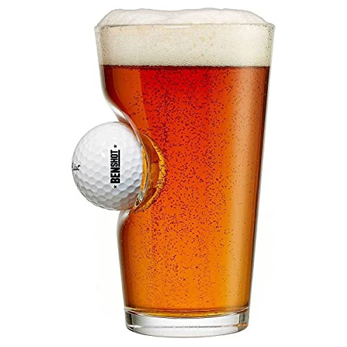 Benshot Pint Glass With Real Golf Ball - Made In The Usa