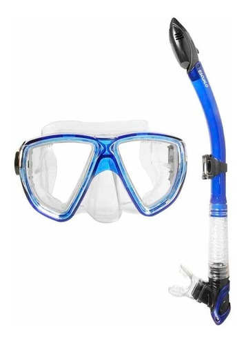 Combo Snorkel Y Mascara Escualo Modelo Nautilus Azul