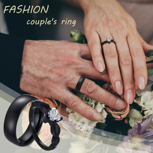  Anillos De Boda,novios Para Mujeres Hombres Color Negro 